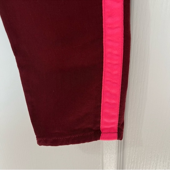Hudson LouLu Burgundy Red Pink Tuxedo Stripe Low Rise Crop Skinny Jeans - Picture 4 of 16